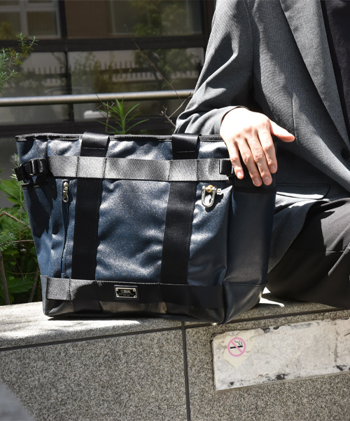 美品　森野帆布×SEAL コラボ　ビジネス A4  可　ネイビー&ブラック 森野帆布コラボ／ビジネストートバッグ | 日本職人が作るメンズ