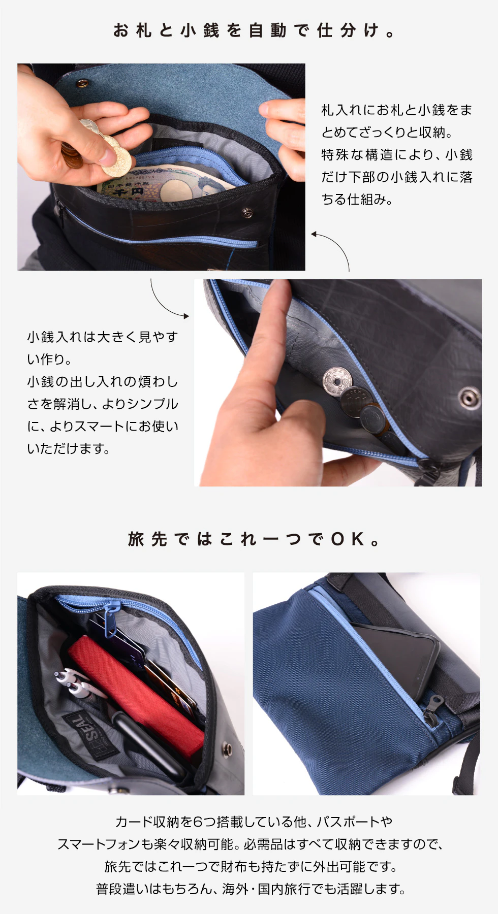 トラベルサコッシュウォレット | 日本職人が作るメンズ トート バッグ 