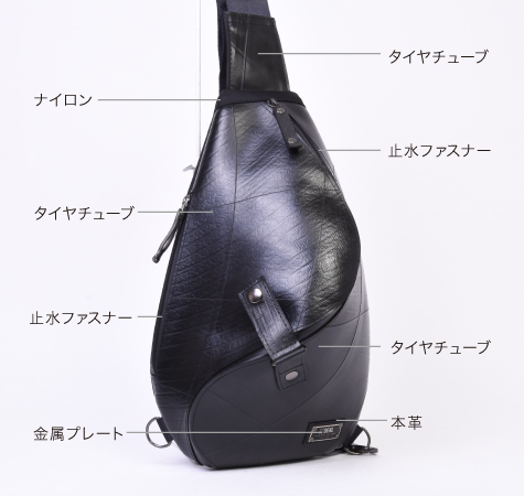 ワンショルダーバッグspiral　ブラックモデル-日本職人が作るトート・ショルダー バッグ・財布 SEAL